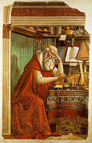 Saint Jerome in his Study, fresco by Domenico ...
