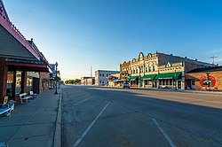 Downtown Wilber viewed from West 3rd Street (Nebraska Highway 41), July 2017