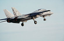 F-14 with landing gear deployed F-14 Tomcat with landing gear down.jpg