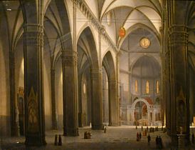 Cathédrale Santa Maria del Fiore de Florence : nef du gothique tardif, coupole de la Renaissance.