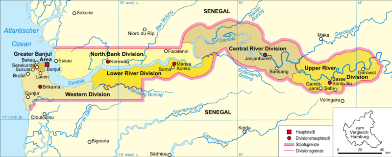 Politische Karte Gambias