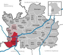 Läget för Gundelfingen an der Donau i Landkreis Dillingen an der Donau