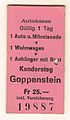 Kaartje autovervoer BLS Kandersteg-Goppenstein, 1972