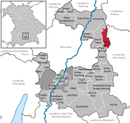 Läget för Kirchheim bei München i Landkreis München