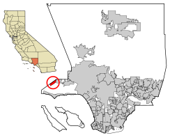 Location of Westlake Village in Los Angeles and Ventura counties, California