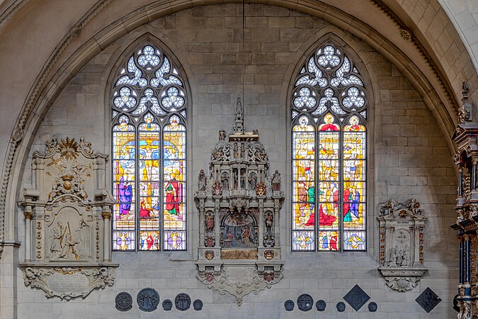 聖保祿主教座堂的窗户。摄于德国北莱茵-威斯特法伦州明斯特。