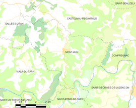 Mapa obce Montjaux