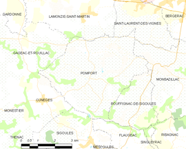 Mapa obce Pomport