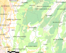 Mapa obce Les Déserts