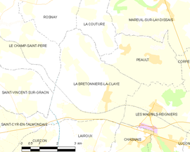 Mapa obce La Bretonnière-la-Claye