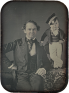 Underholdningskongen P. T. Barnum og en tidlig «hovedattraksjon», den kortvokste General Tom Thumb. Foto: ca. 1850