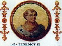 Papež Benedikt IX.upodobljen v Baziliki sv. Pavla v Rimu