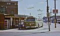 An older trackless trolley loading on route 66 in 1978