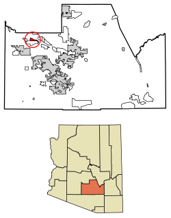 Location of Wet Camp Village in Pinal County, Arizona.