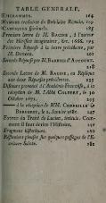 Épigrammes. 164 Hymnes traduites du Bréviaire Romain. 169 Cantiques ſpirituels. 185 Première lettre de M. Racine, à l’auteur des Héréſies imaginaires, &c, 1666. 193 Première Réponſe à la lettre précédente, par M. Dubois. 201 Seconde Réponſe par M. Barbier d’Aucourt. 218 Seconde Lettre de M. Racine, ou Réplique aux deux Réponſes précédentes. 235 Diſcours prononcé à l’Académie Françoiſe, à la réception de M. l’Abbé Colbert, le 30 Octobre 1671. 245 Diſcours---- à la réception de MM. Corneille & Bergeret, le 2 Janvier 1685. 247 Extrait du Traité de Lucien, intitulé : Comment il faut écrire l’Hiſtoire. 256 Fragmens hiſtoriques. 260 Réflexions pieuſes ſur quelques paſſages de l’Écriture Sainte. 282