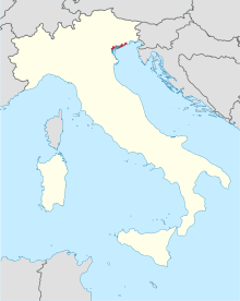 Map of the territory of the Patriarchate of Venice in Italy