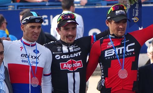 Zdeněk Štybar, John Degenkolb et Greg Van Avermaet.