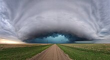 A supercell with a hail core near Stratford, Texas on May 18, 2023. Supercell hail core near Stratford, Texas on May 18, 2023.jpg