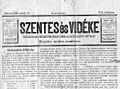 A Szentes és Vidéke hetilap címoldala (1884)