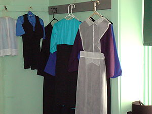 Amish clothing hanging in the bedroom at The A...