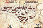La ville de Thiers avec son château et ses remparts vers 1450.