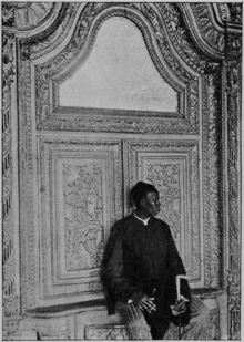 Chief Eunuch of Abdul Hamid II (1912) V.M. Doroshevich-East and War-Eunuch near Door of Sultan's Harem.png