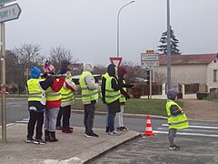 Gelbwestenprotest in Villeneuve-la-Guyard (Yonne) am 1. Dezember 2018