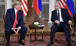 Presidentit Donald Trump ja Vladimir Putin Helsingissä.