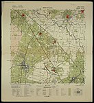 מפה מ-1942 של אזור בית דגן ובה מצוינת מסילת הרכבת בקטע מכפר יהודייה ועד לתל ליטוינסקי