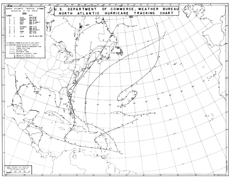 File:1954 Atlantic hurricane season map.png