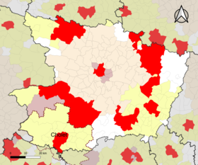 Localisation de l'aire d'attraction de Cholet dans le département de Maine-et-Loire.