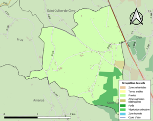 Carte en couleurs présentant l'occupation des sols.