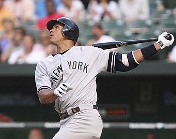 English: A-Rod batting in 2007.