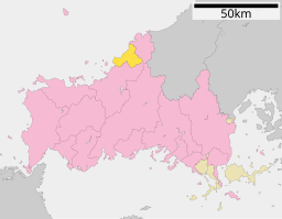 Abus läge i Yamaguchi prefektur      Städer      Landskommuner