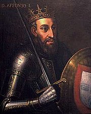 Afonso I of Portugal. Note the anachronistic platemail.