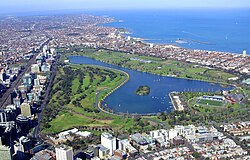 Aerfoto de Albert Park kaj Lago