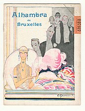 Illustration sur le ticket d’un spectacle à l’Alhambra de Bruxelles (1924).