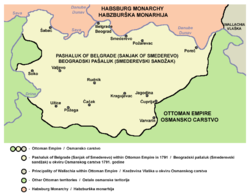 Смедеревски санџак harita üzerinde
