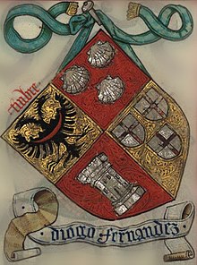 Brasão de Diogo Fernandes - Livro do Armeiro-Mor fl.129 - João de Cró.jpg