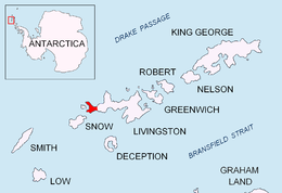 Location of Byers Peninsula, Livingston Island in the South Shetland Islands.