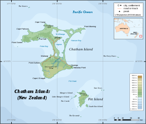 Topographische Karte der Chatham-Inseln