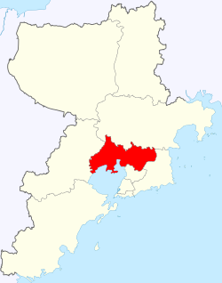Location of Chengyang within Qingdao