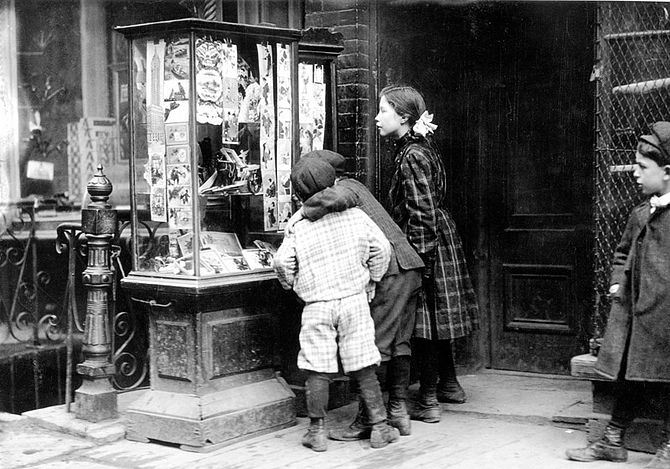 Some children looking at a selection of Christ...