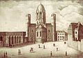 Liebfrauenplatz mit Dom, 1842. Links die Preußische Hauptwache.