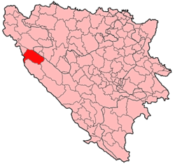 Položaj općine Drvar u Bosni i Hercegovini