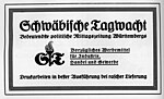 Werbeanzeige für die „Schwäbische Tagwacht“, 1925