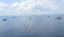 A joint naval exercise between the Indian Navy, United States Navy, Japan Maritime Self-Defense Force, and Royal Australian Navy in 2020 Exercise MALABAR 2020 14.jpg