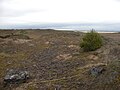 La largeur des fondations au sommet de la butte.