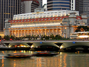 The Fullerton Hotel Singapore as seen from acr...