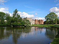 View across the University of York's lake, towards Derwent College and Heslington Hall Heslington Hall and Derwent College - geograph.org.uk - 177846.jpg